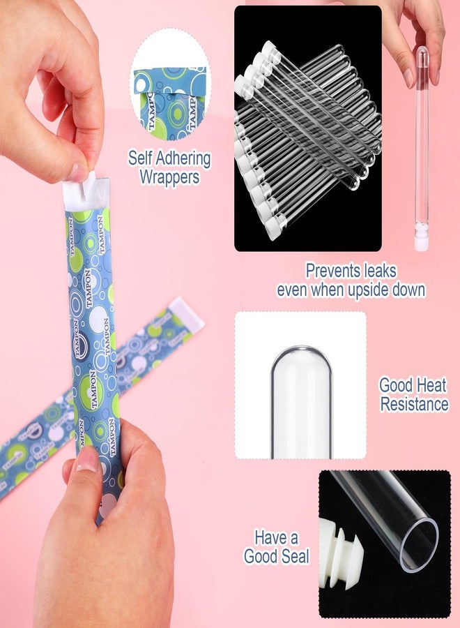 FoldTier 39 Pcs Tampon Set Includes 12 Reusable Plastic Tube for Women Tube Containers Tampon 24 Self Adhesive Wrappers 1 PVC Clear Case 2 Hopper‌s(Elegant Style) - Image 4